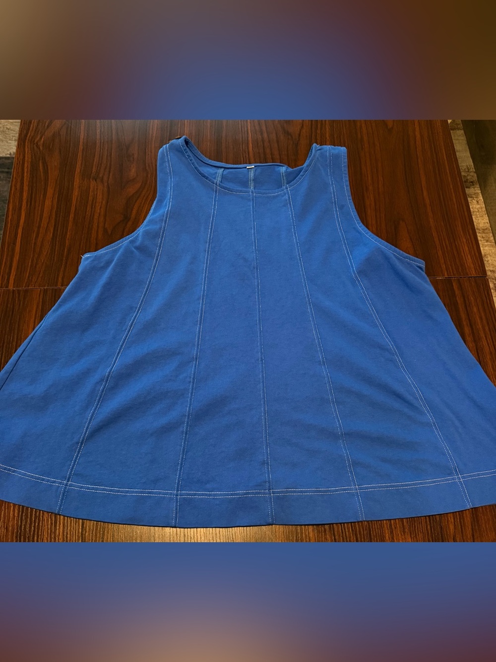 XXL/2X Blue Sleeveless Panel Stitch Tank Top